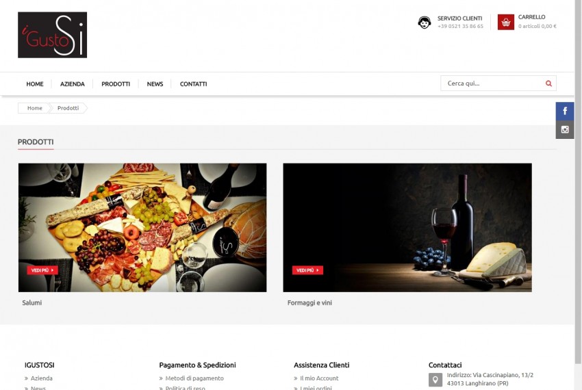 Radici Design - i GustoSi - Sito web e-commerce 2016